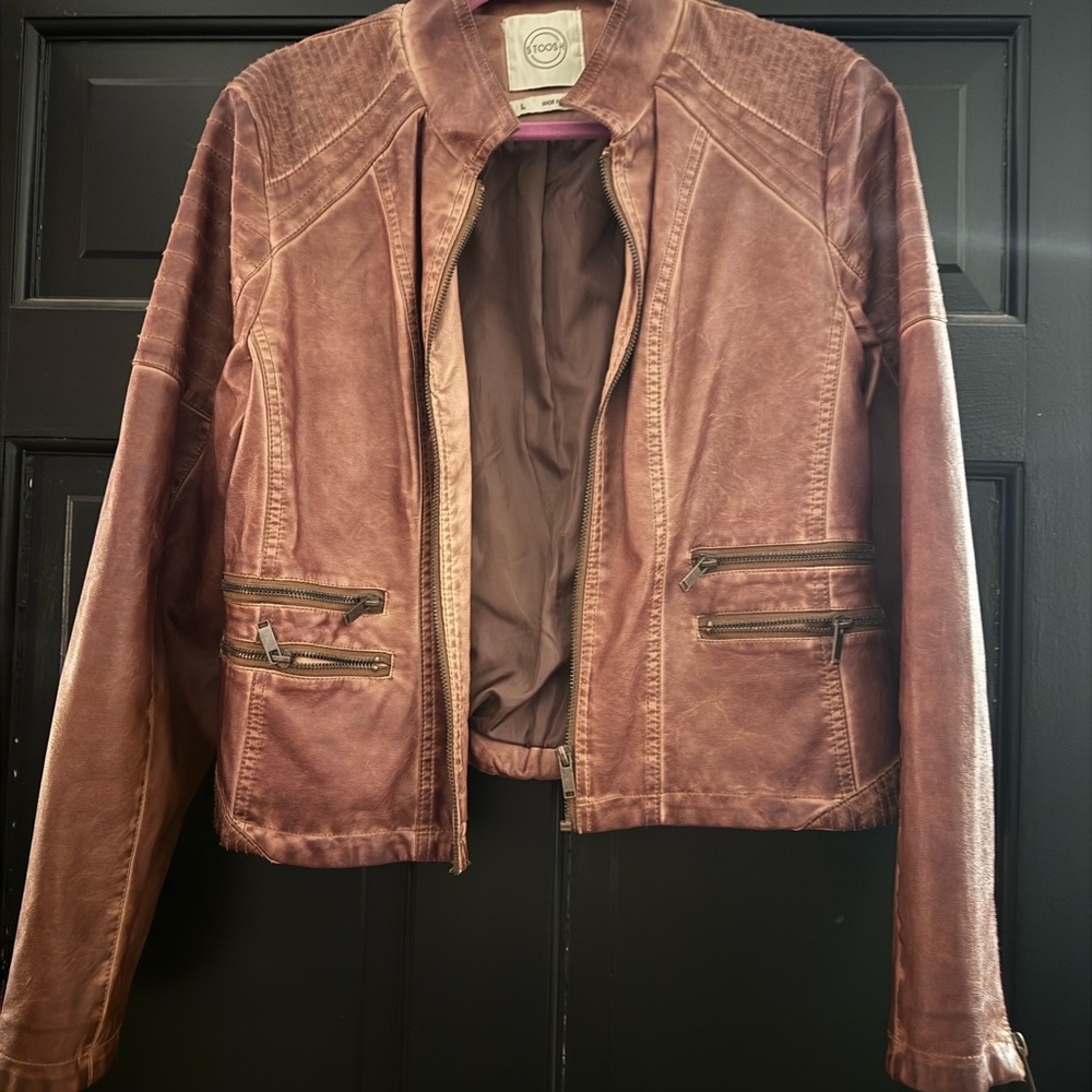 Stoosh Women's Tan Faux Leather Jacket